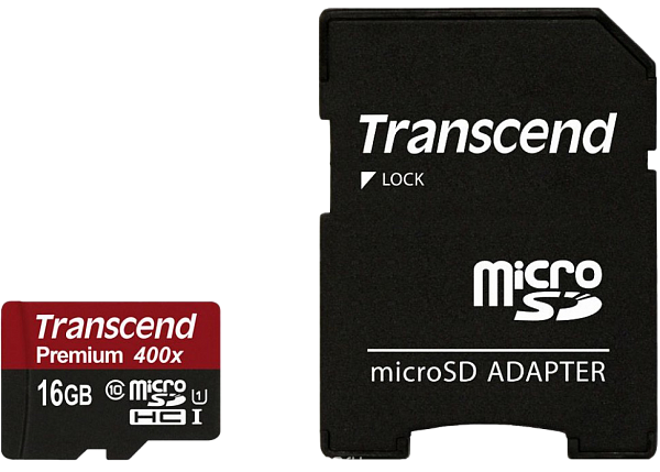 Карта памяти Micro SDXC 16GB Class 10 Transcend TS16GUSDHC10 + adapter